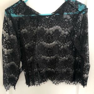 Black lace crop